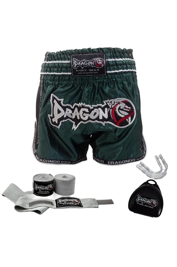 Retro Şort Muay Thai Şort ,3,5 Metre Boks Bandajı Profesyonel Dişlik Set - 1