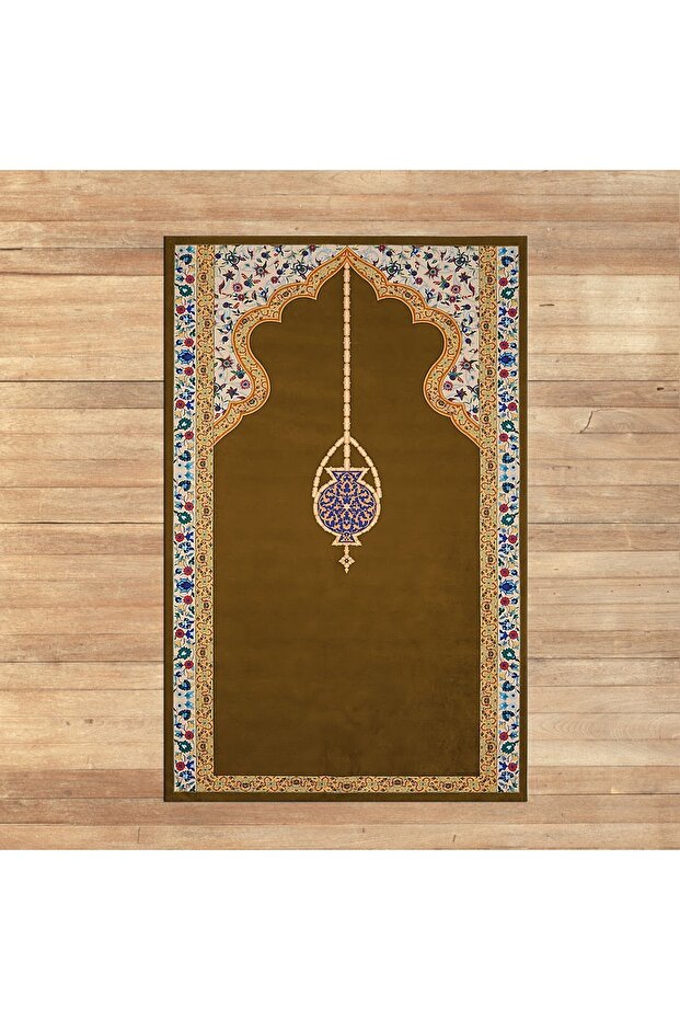 Digital Printed Washable Gift Prayer Prayer Rug Carpet, V-SECCADE-18-BROWN,