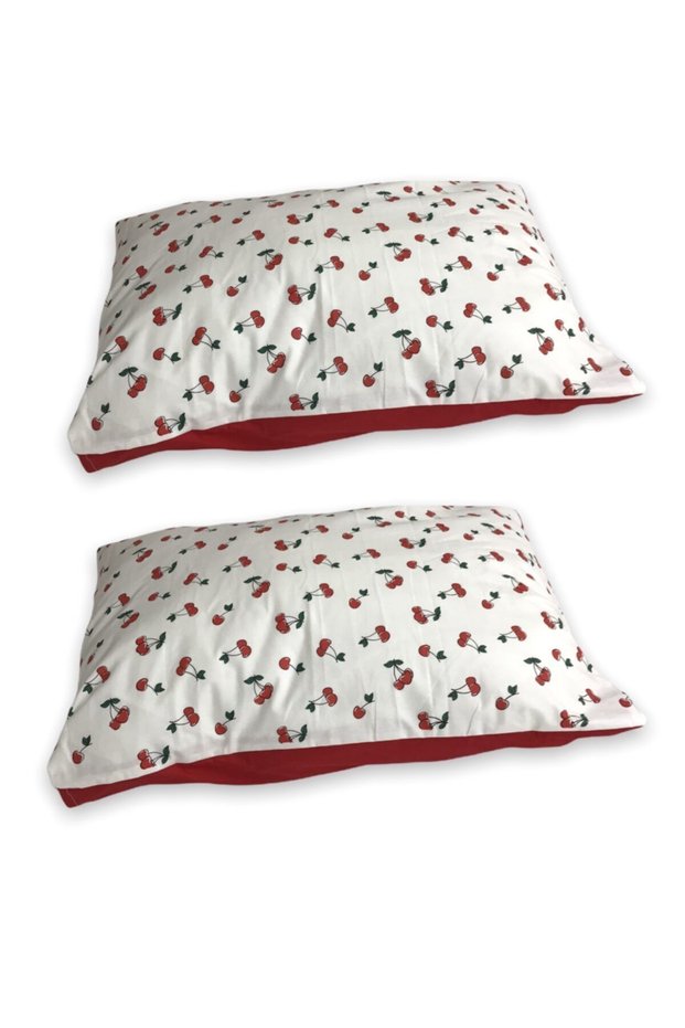 Children Adult Pillow Case 50X70 cm (2 Pieces) Cherry Red
