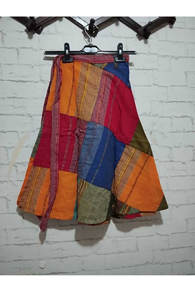 Etnik tarz , Patchwork desen, midi boy anvelop etek - 1