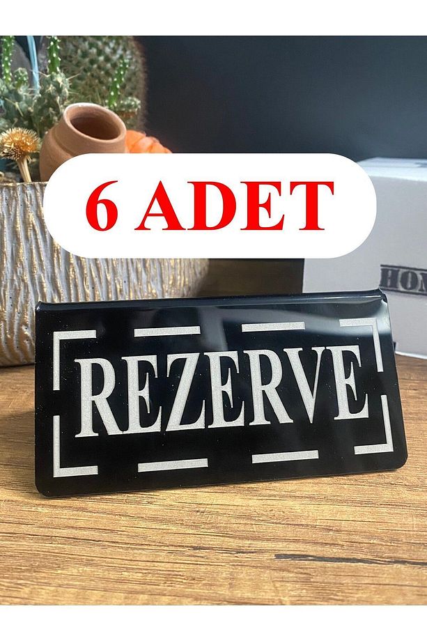 Pleksi Masa Üstü Rezerve Yazısı Üçgen Siyah 6 Adet - 1
