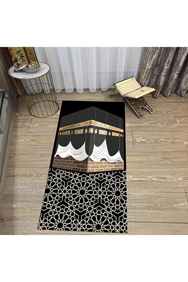 سجادة صلاة مطبوعة رقمية قابلة للغسل، V-SECCADE-47-BLACK