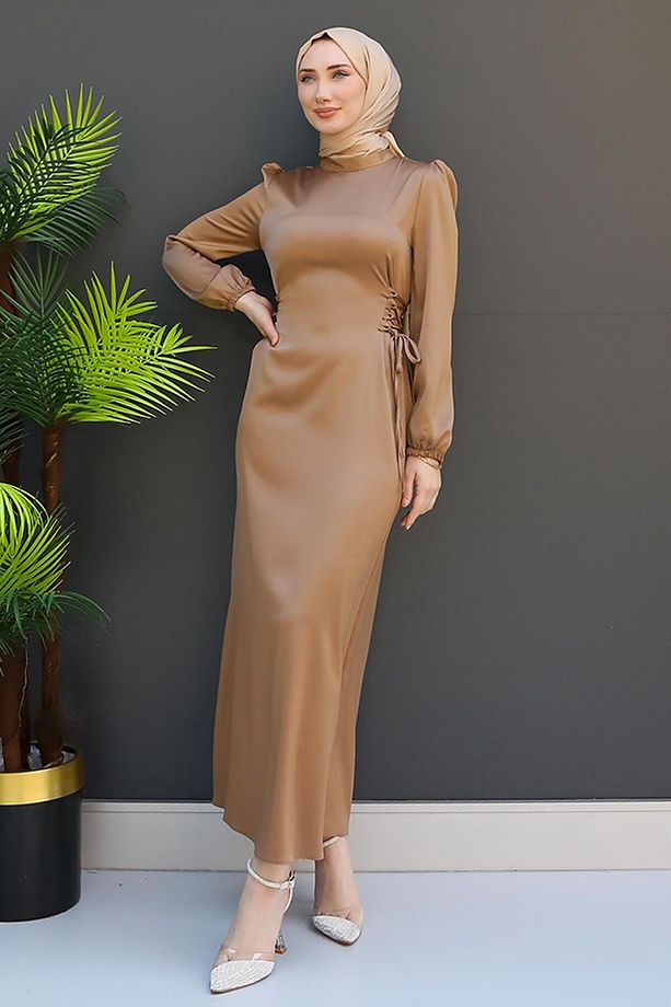 Sahra Tesettür Elbise Sütlükahve - 1
