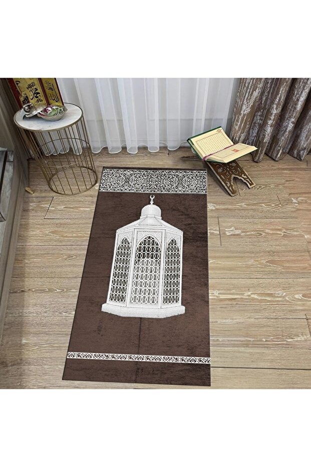 Digital Printed Washable Gift Prayer Prayer Rug Carpet, V-SECCADE-42-BROWN,