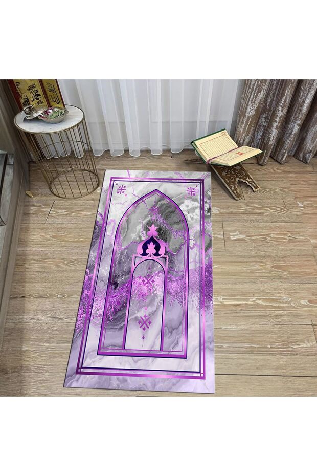 Digital Printed Washable Gift Prayer Rug Carpet, V-SECCADE-36-PURPLE,
