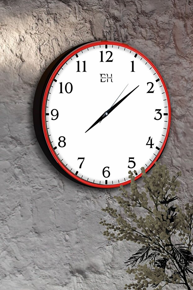 ساعة حائط كلاسيكية باللون الأحمر - 29 سم - 2