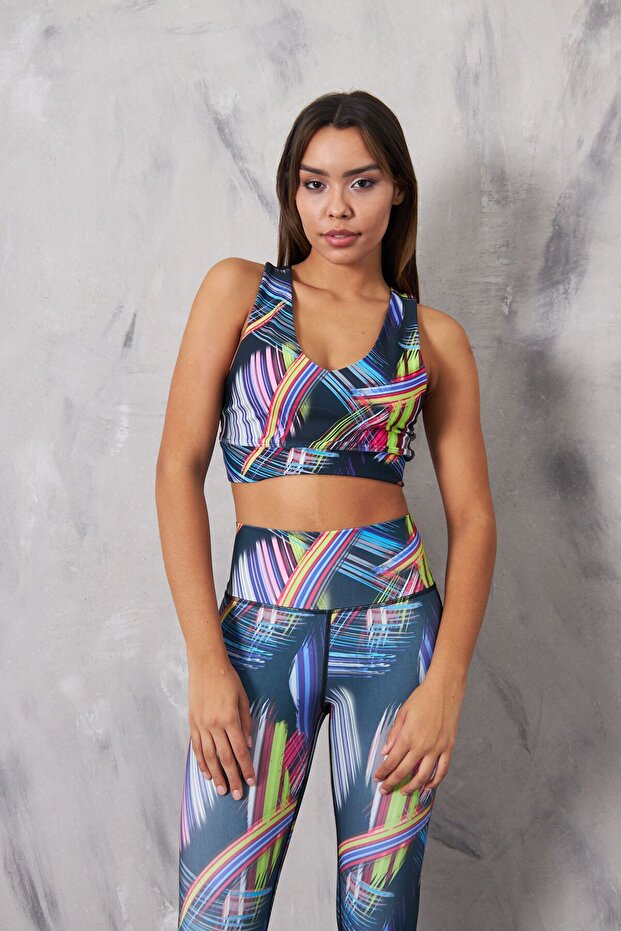 Women's Sports Bra V-Neck Rainbow
