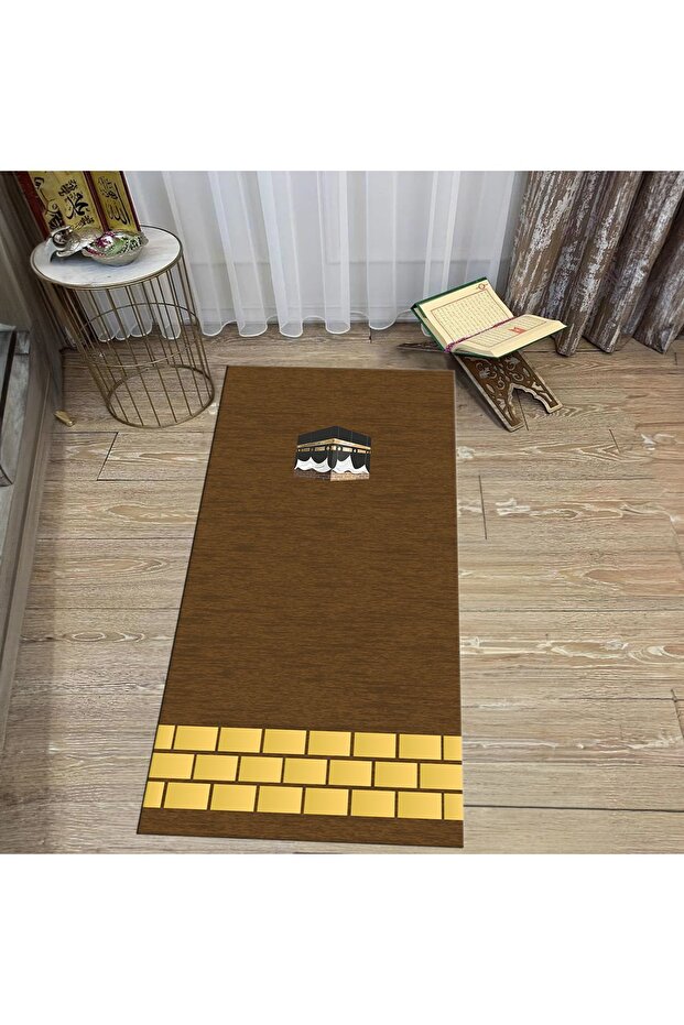Digital Printed Washable Gift Prayer Rug Rug, V-SECCADE-45-BROWN,