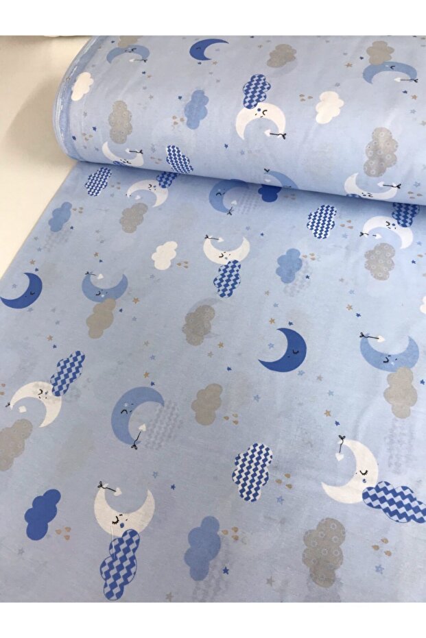 Cotton Children's Fitted Bed Sheet 90x190 New Blue Moon Cloud