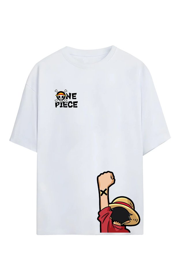 One Piece Luffy Straw Hat - Anime Printed Oversize T-Shirt