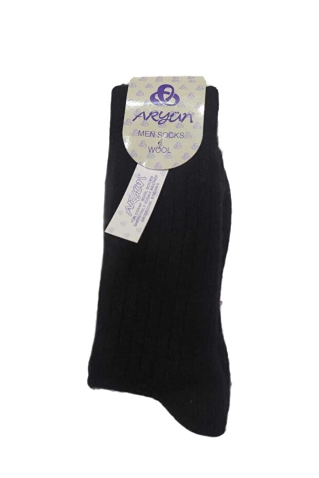 جوارب شتوية من الصوف الأسود طويلة بدون خياطة - 1
