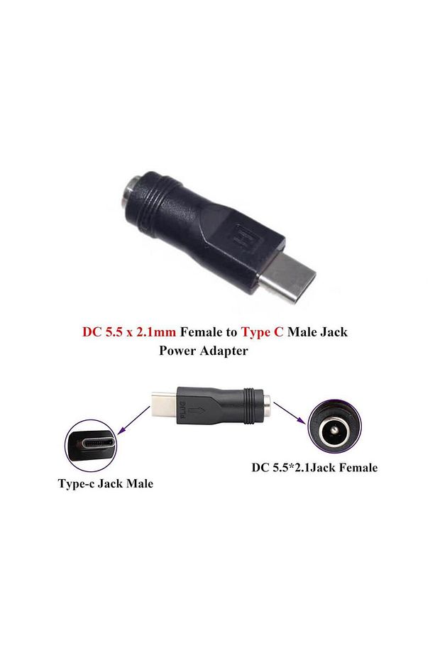- Type-C Erkek to 5.5*2.1 Dişi Soket Çevirici Power Şarj Ucu DC Güç Adaptörü - 2
