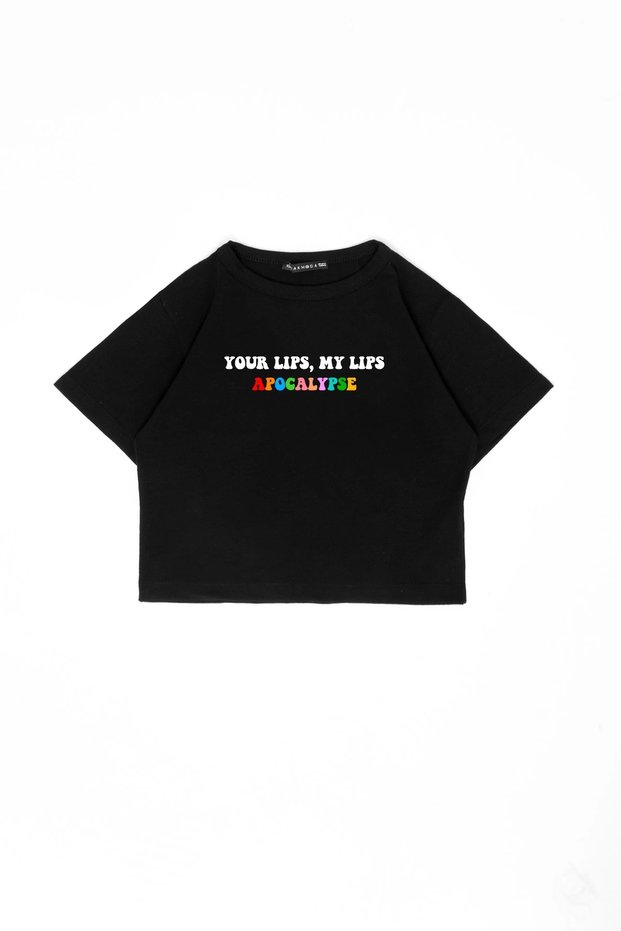 Black Crop Top - Apocalypse Printed