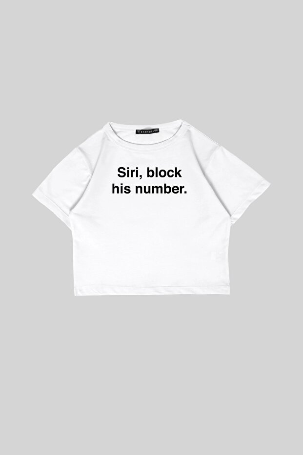 White Crop Top - Siri Block, His Number Printed