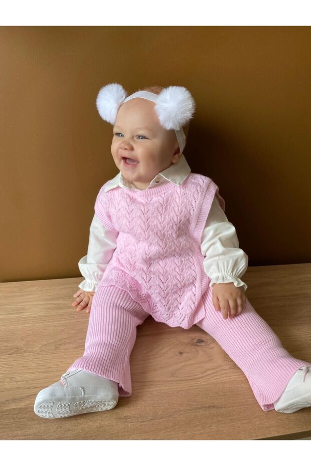 Amelia 3-Piece Knitwear Premium Baby Girl Set with Sweater and Shirt