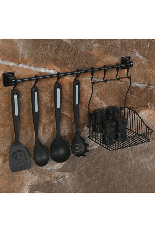 Screwless Mounting Wall Rail 8 Hangers And Basket 20 Cm