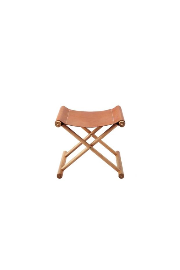 Gerçek Deri Ahşap Tabure - 4