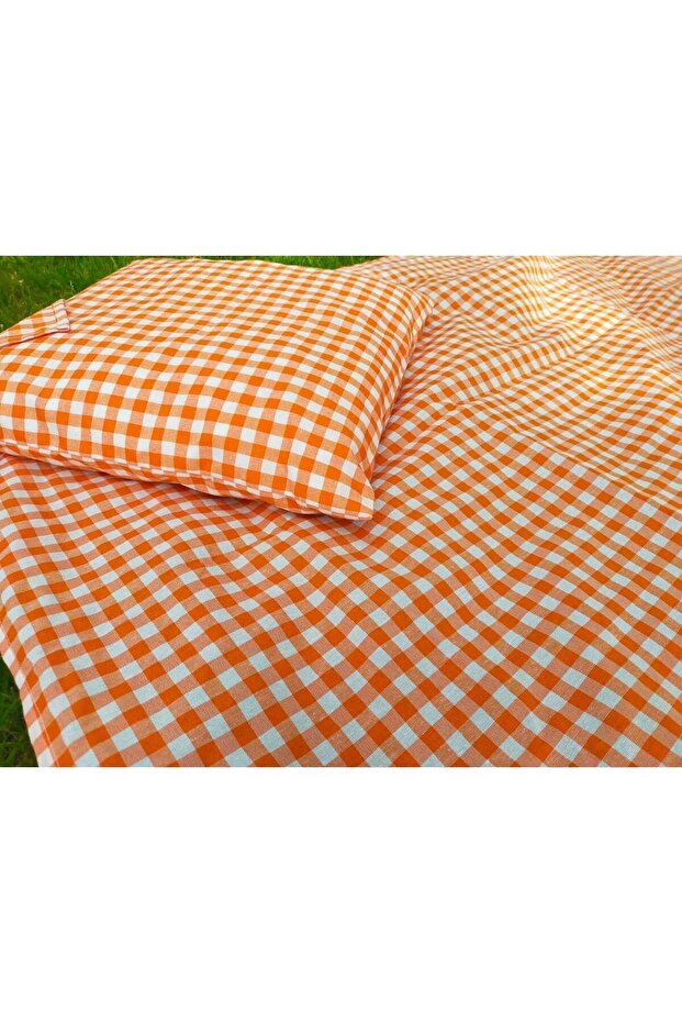 Orange Gingham Tablecloth