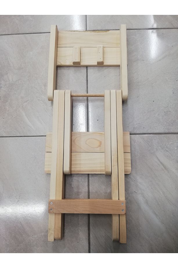 Ağaç Katlanır Tabure Kamp Sandalyesi - 5