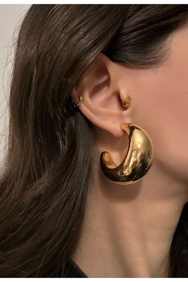 Double Half Moon Hoop Earrings