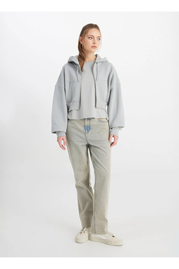 Jacket Collar Gray Women's Sweatshirt 4Ac7C900Z