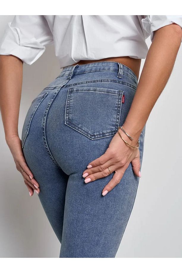 Dar Paça Kar Yıkamalı yüksek bel Jean Pantolon my - 1