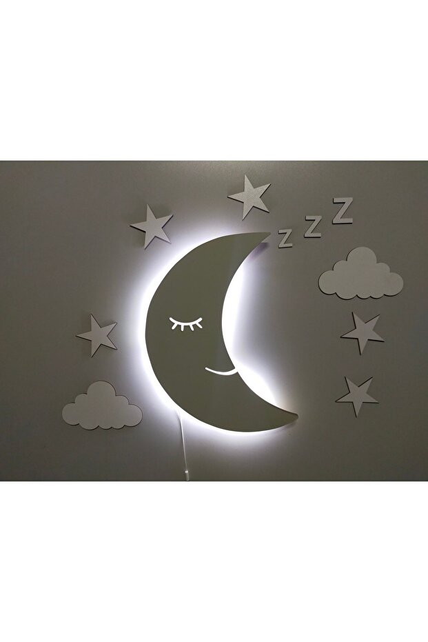Dekoratif Uykucu Aydede Gece Lambası Ledli Aydınlatma Aplik - 1