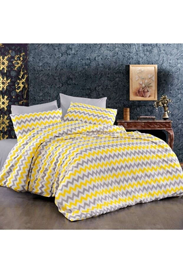 طقم غطاء لحاف بنمط متعرج مفرد مع غطاء وسادة 160x220