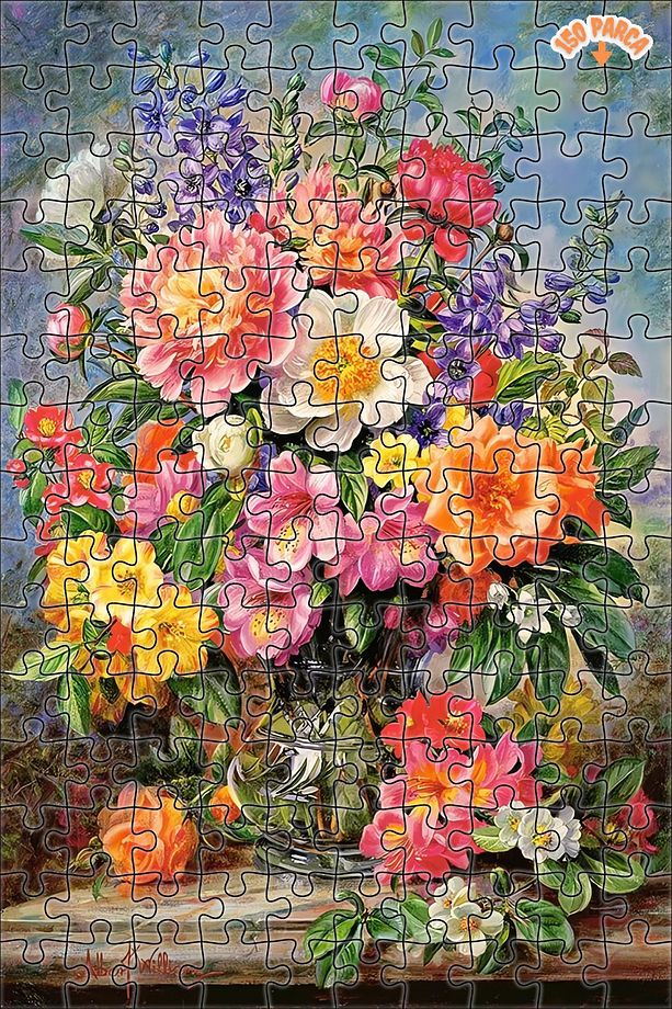 Haziran Çiçekleri Işıltılı Dekoratif Çift Katlı Çerçeveli Asılabilir Ahşap Puzzle 1000 PARÇA 50X70 - 5