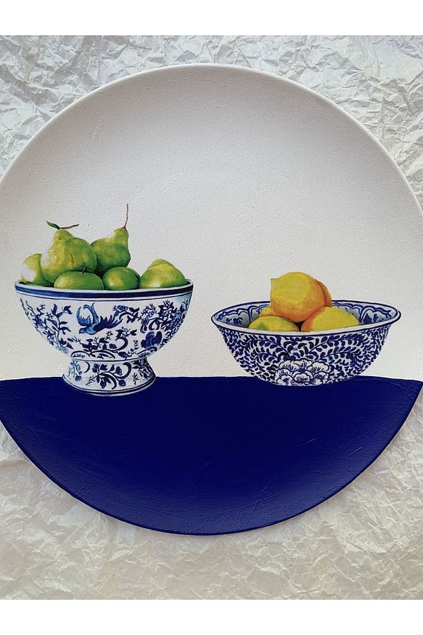 Limonlu Blue blanc Meyve Duvar Tabağı Dekoratif Bahçe Balkon Mutfak Salon Duvar Süsü No:135 - 5