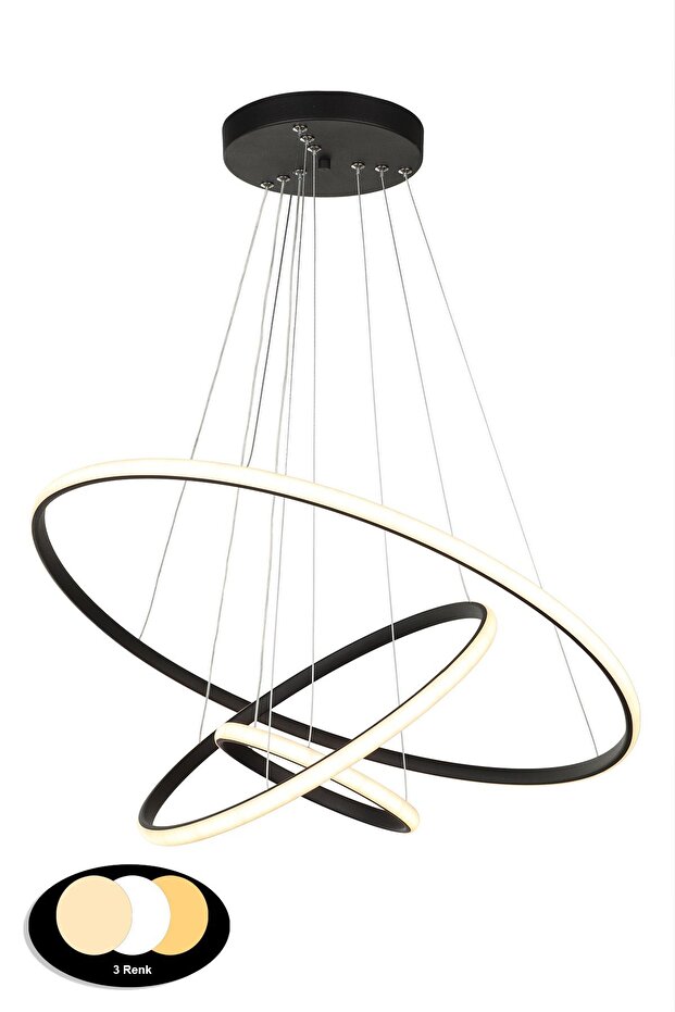 Spin 3.Lü Ledli Avize Siyah - 2