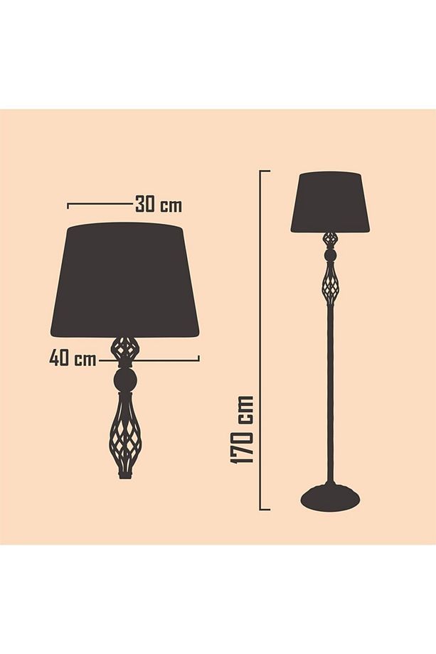 Bronz Eskitme Kaplama Helezon Tek Ayaklı Metal Lambader - Konik Başlık Rengi Hasır Gri - 5