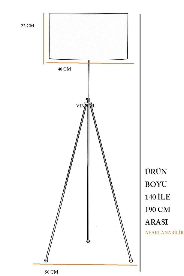 Noa Eskitme Tripod Boyu Ayarlanabilir Metal Lambader Gül Desenli - 2