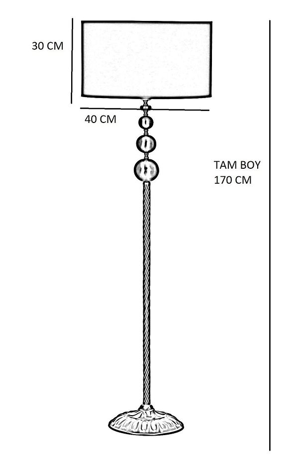 Vega Eskitme Üçlü Küre Tek Ayaklı Metal Lambader - Bej - 2
