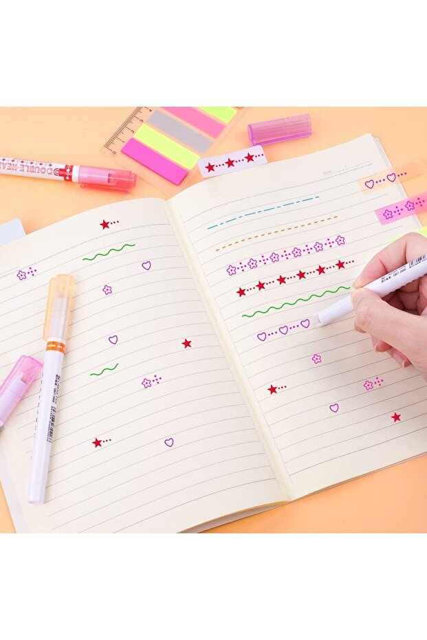 6-Piece Patterned - Phosphorescent Line Highlighter Linear Color Collet - 5