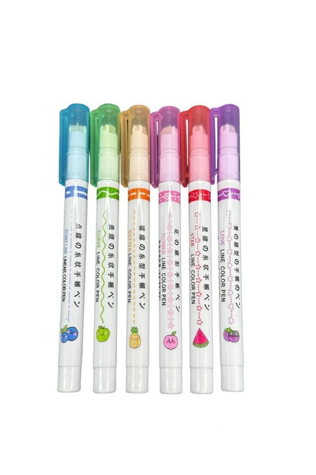 6-Piece Patterned - Phosphorescent Line Highlighter Linear Color Collet - 4