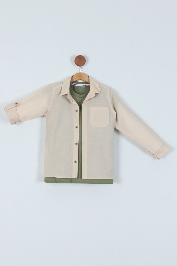 Boy's Seasonal Painted Cotton Pocket Shirt T-Shirt Set of 2