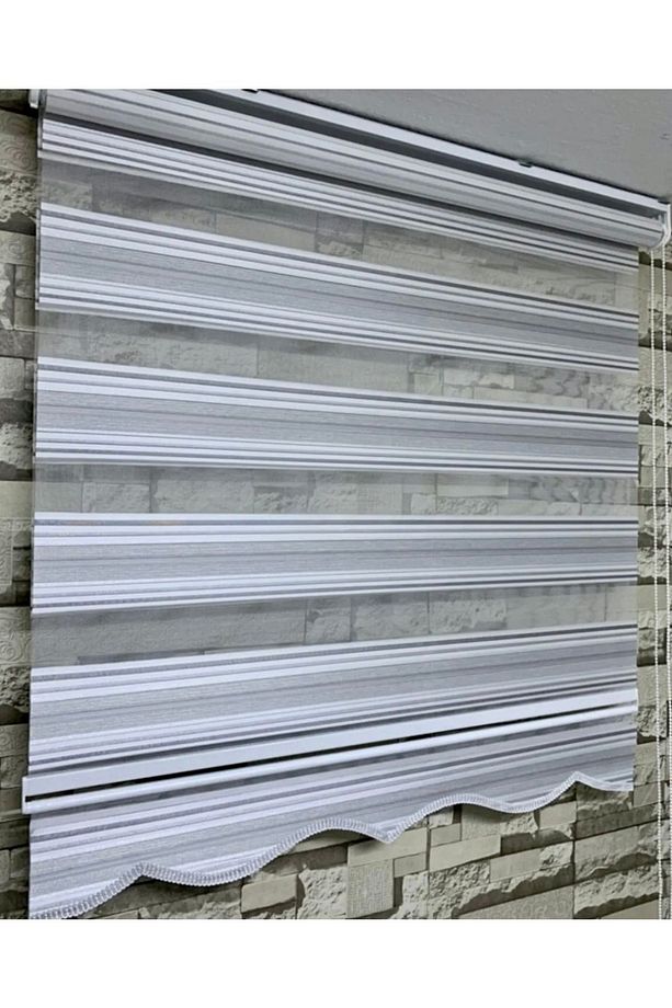 Gümüş Grisi Sim Detaylı Pliseli Zebra Stor Perde - 3