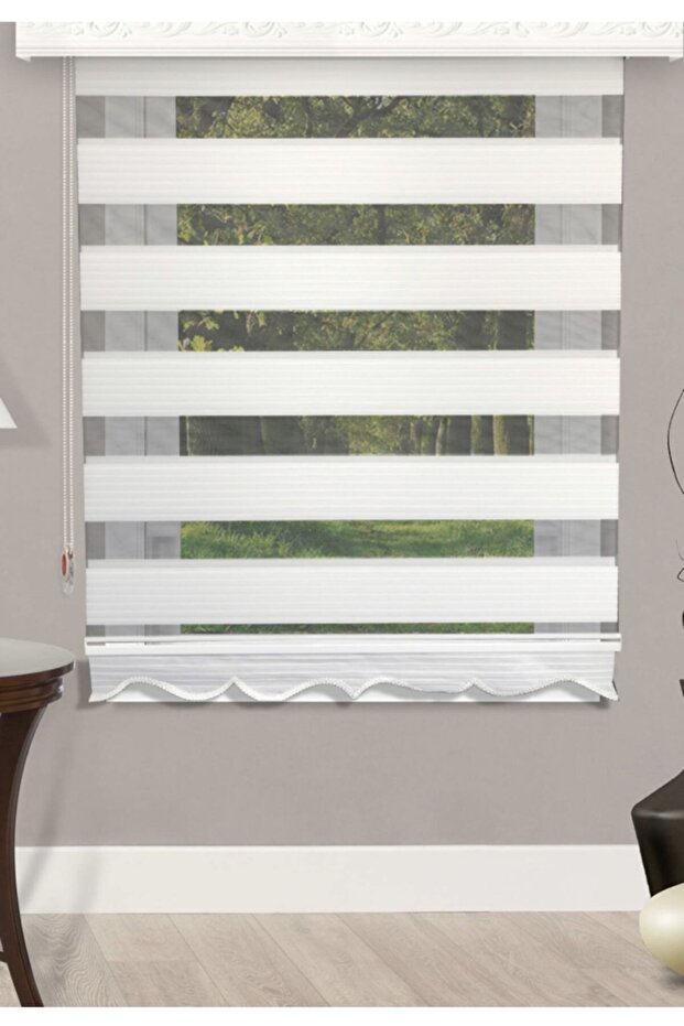 Beyaz Pliseli Zebra Stor Perde - 1