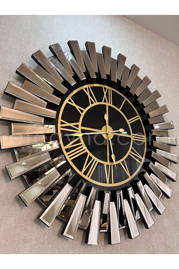 PİYANO X-3LÜ BRONZ AYNA DUVAR SAATİ VE TABLO SETİ-KÜÇÜK(Duvar saati:65cm,Tabloların herbiri 30x70cm) - 4