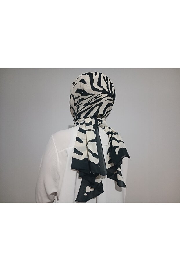 Zebra Desen Soft Krinkıl Şal - 1