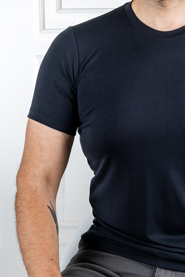 İnterview Sarar 0 Yaka Modal Basic Siyah T-Shirt - 3