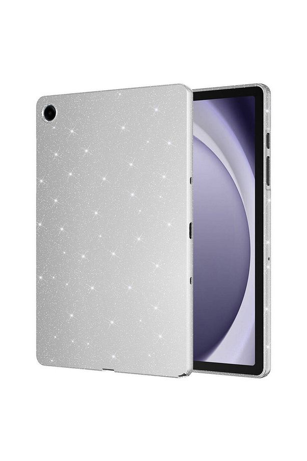 Samsung Galaxy Tab A9 Plus 11 inç Kılıf Simli Darbeye Dayanıklı Şeffaf Silikon Yaldızlı Parlak Taşlı - 1