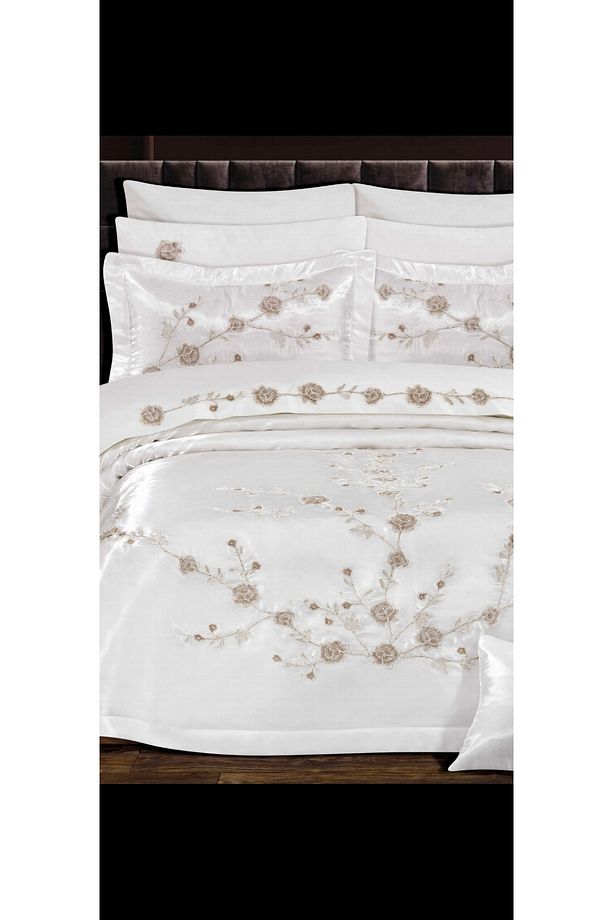 Çift Kişilik Yatak Örtüsü ( set 4 parça ) varaklı seten çeyizlik yatak örtüsü - 5