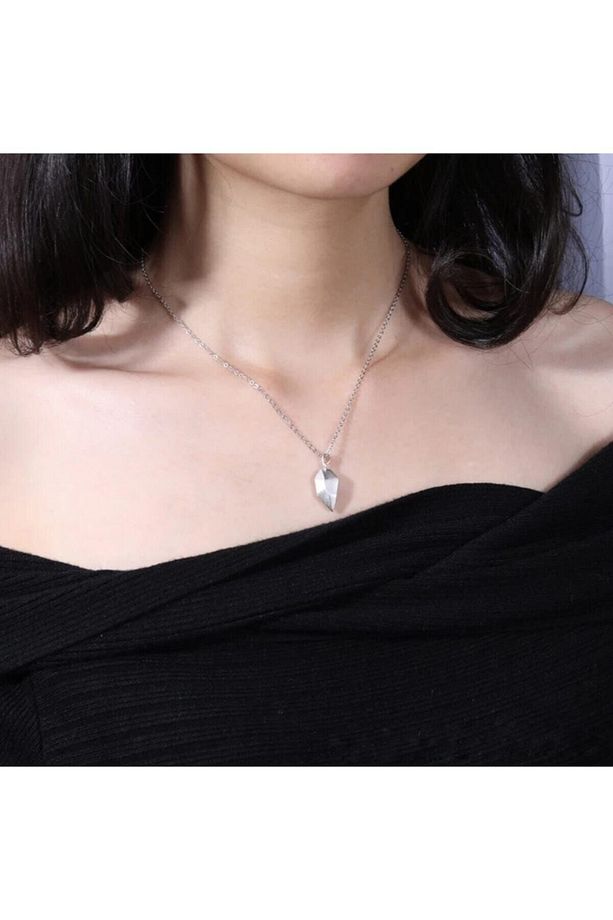 Çiftlere Özel Mıknatıslı Kolye 2li Kalpli Model - 4
