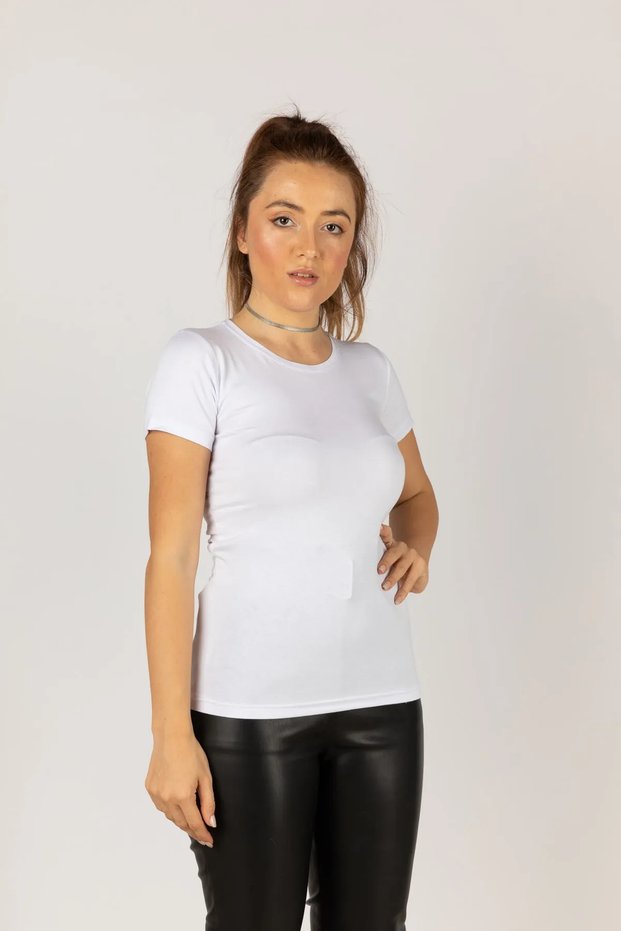 Women's Short Sleeve Round Cycling Collar Licra Flexible Body