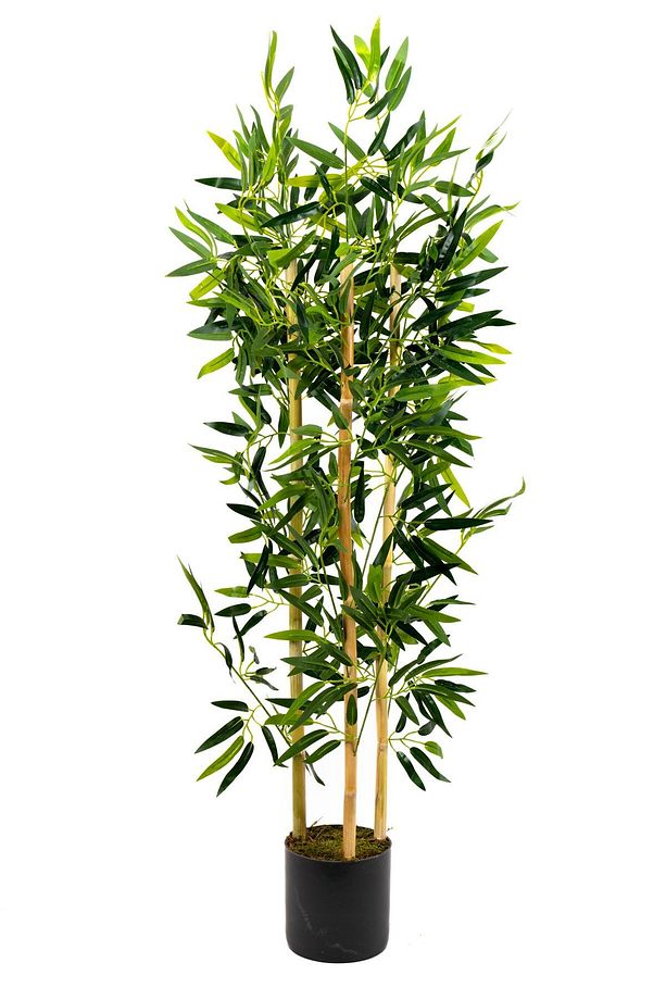 Yapay Yoğun Yapraklı Dekoratif Bambu Ağacı 3 Gövde 120cm - 1
