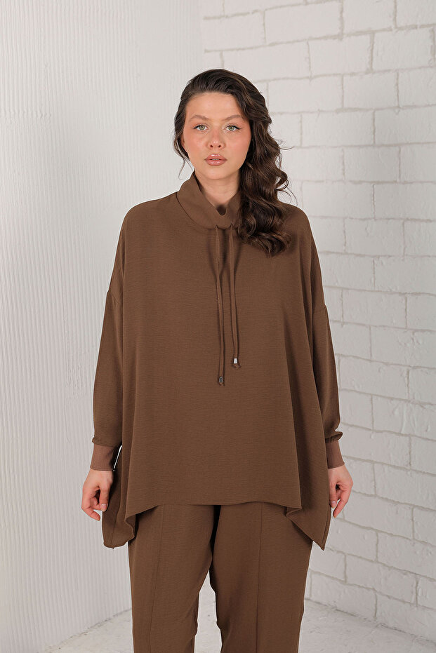 32-2207 Model Brown Basic Tunic Set - 3