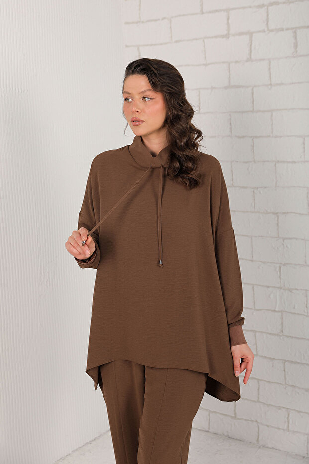 32-2207 Model Brown Basic Tunic Set - 4