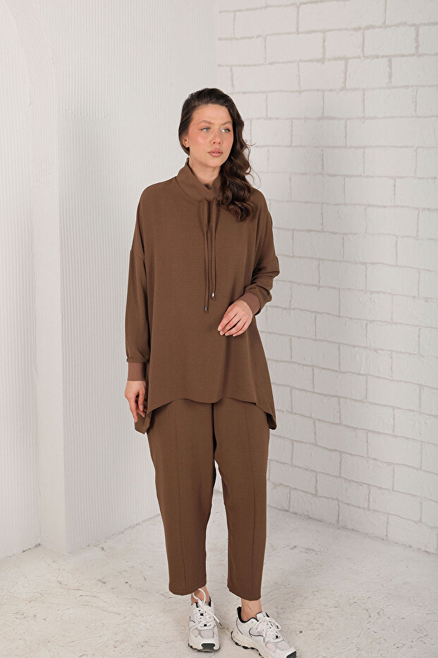 32-2207 Model Brown Basic Tunic Set - 2